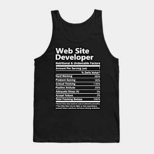 Web Site Developer T Shirt - Nutritional and Undeniable Factors Gift Item Tee Tank Top